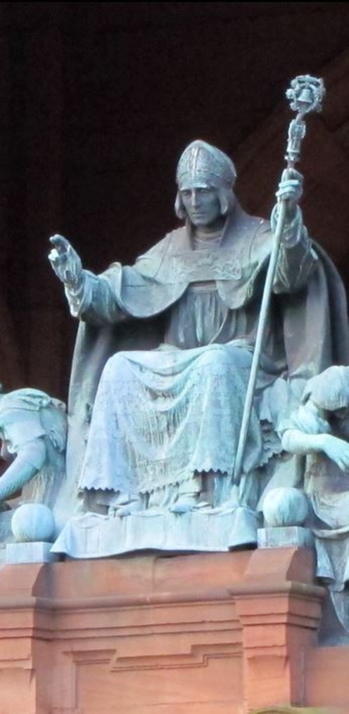 beautiful statue of st mungo at kelvingrove glasgow snip