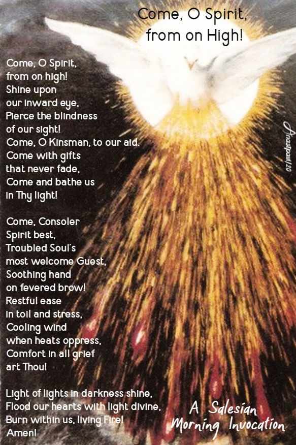 come o spirit from on high a salesian morning invocation - 31 jan 2020 st john bosco