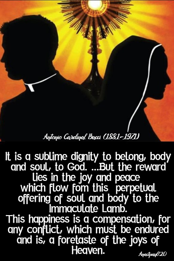 it is a sublime dignity to belong body and soul to god - bacci 29 jan 2020
