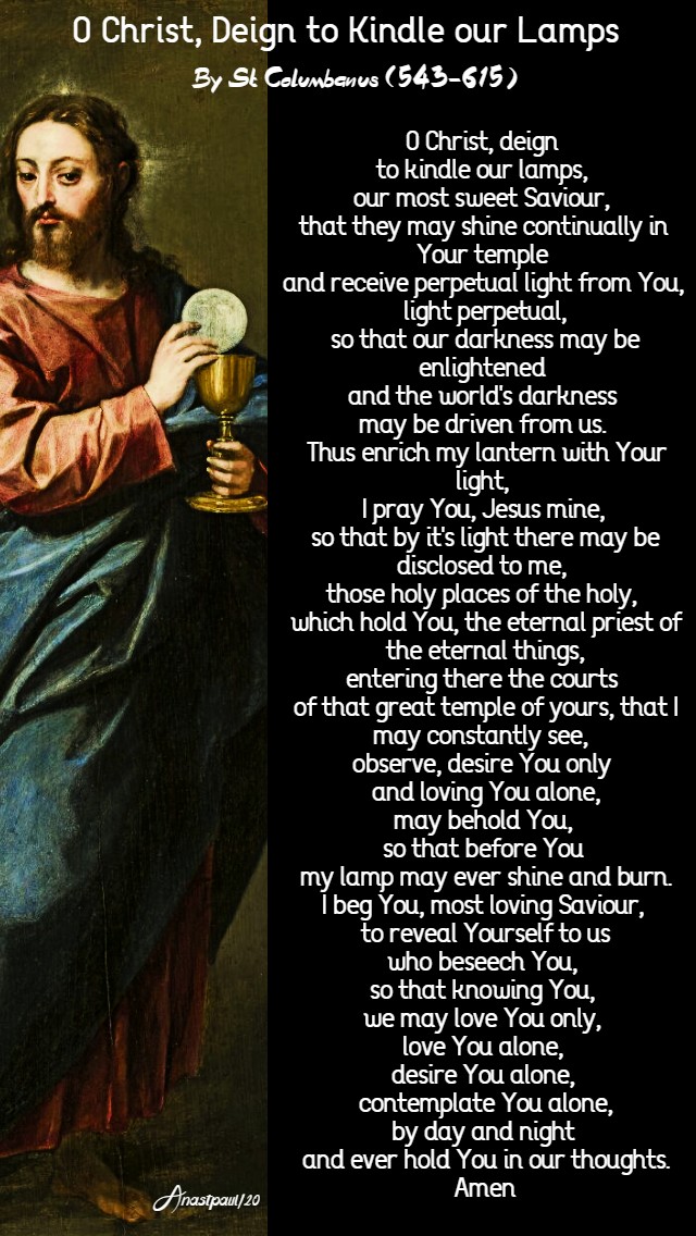 o Christ deign to kindle our lamps by st columbanus sunday of the word of god 26 jan 2020