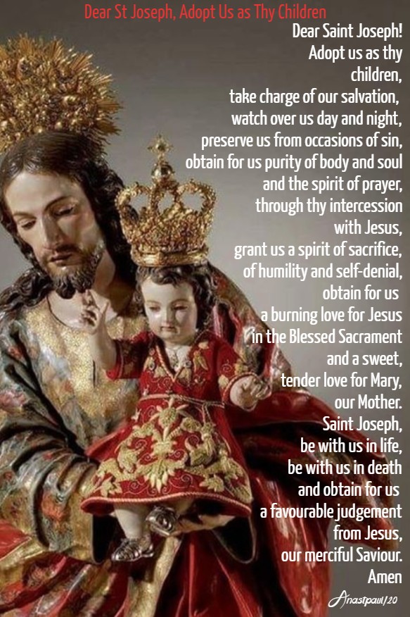 dear st joseph, adopt us as thy children 21 feb 2020 lenten novena to the holy face day five