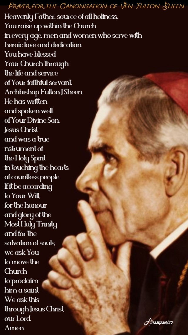 prayr for the canonisation of ven fulton sheen 5 feb 2020