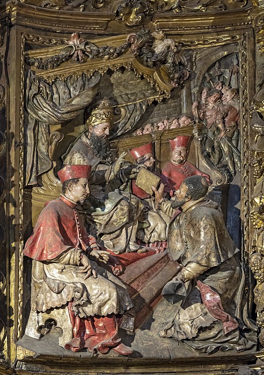 541px-Barcelona_Cathedral_Interior_-_Saint_Pacian_in_front_of_the_Pope_by_Joan_Roig,_and_Joan_Moxí