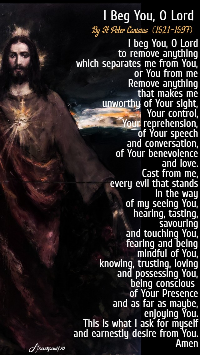 i beg you o lord - st peter canisius doctor of the church 20 march 2020