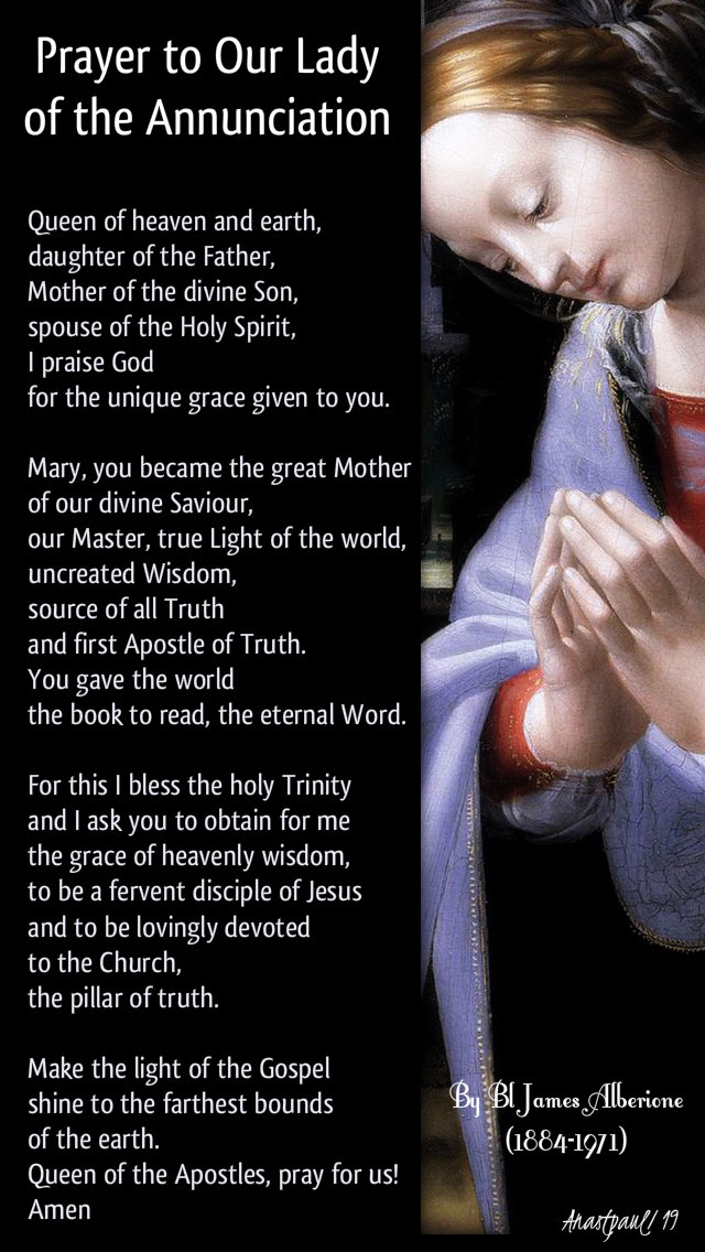 prayer to our lady of the annunciation by bl james alberione 25 march 2019
