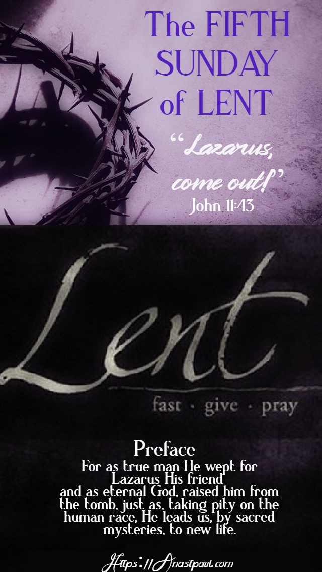 the fifth sunday of lent 29 march 2020
