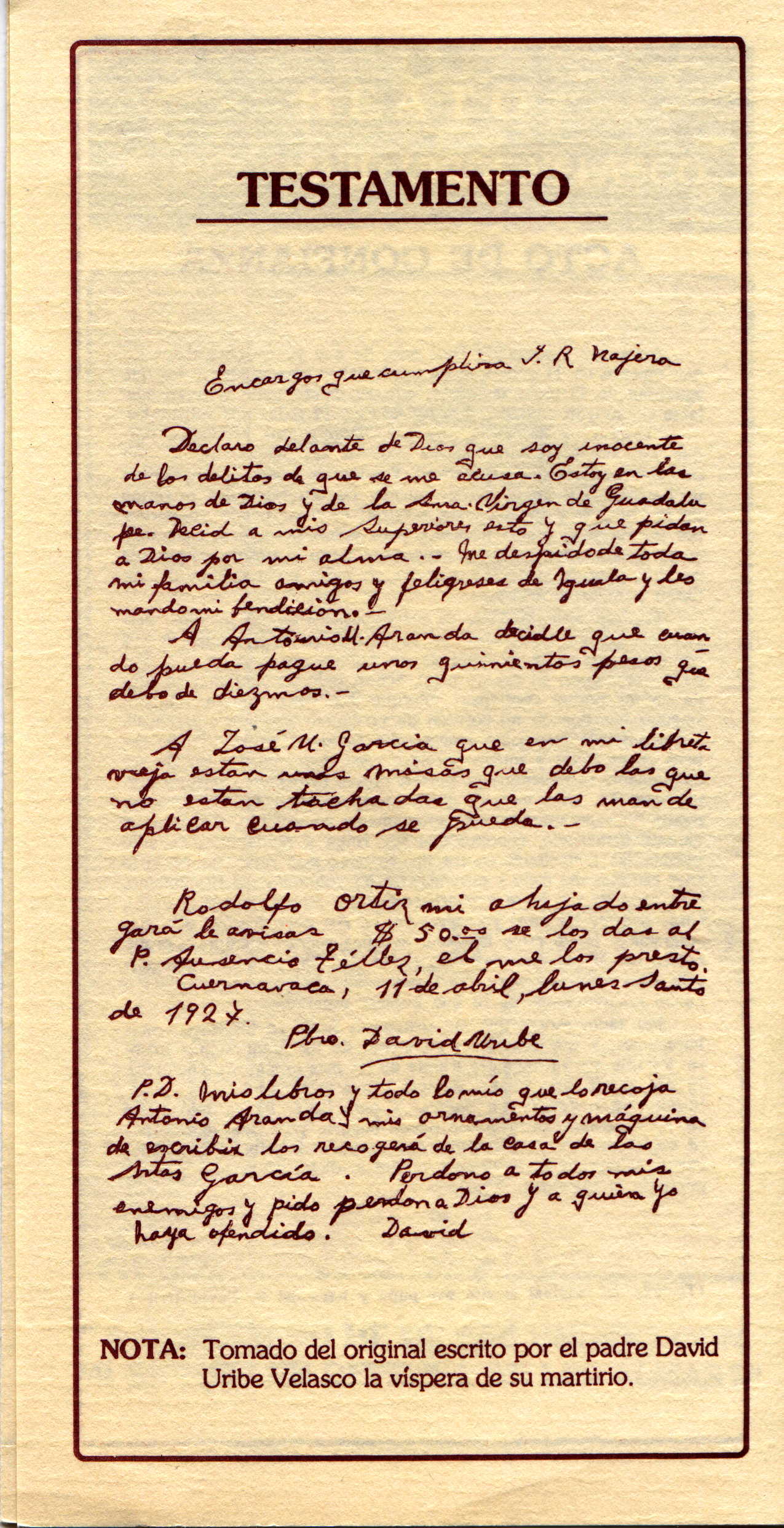 last will and testament of st david uribe