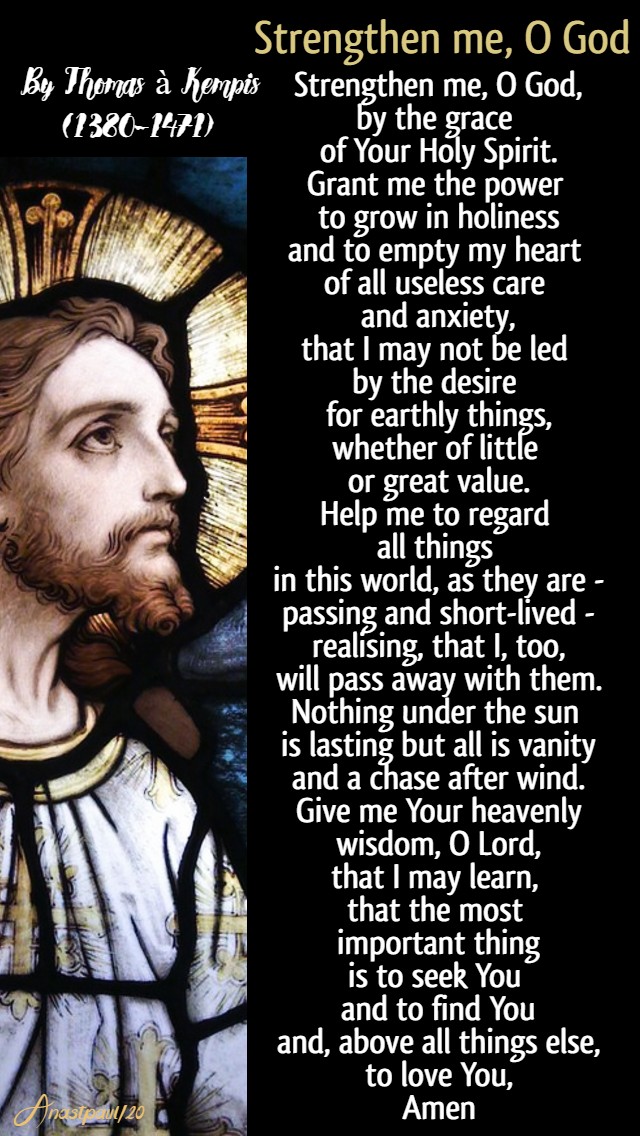 strengthen me o god by thomas a kempis 3 april 2020