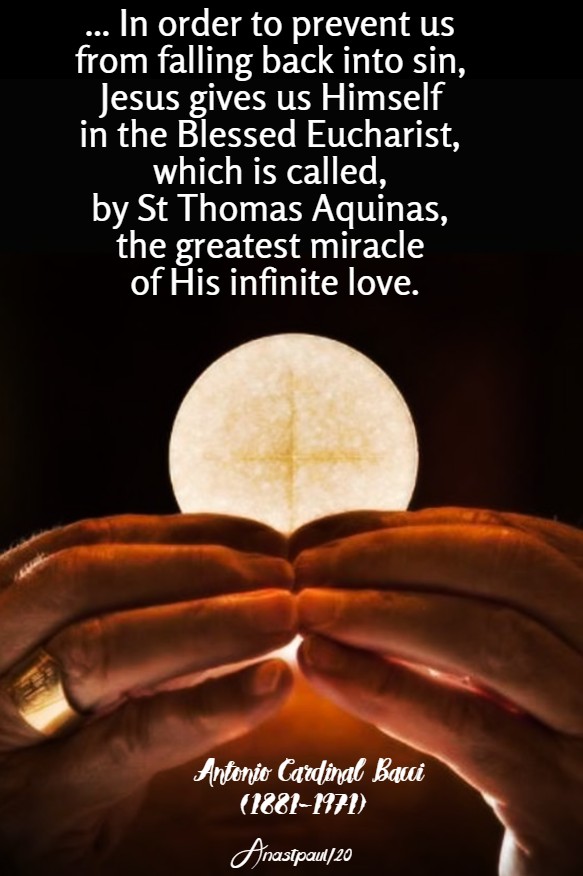 the greatest miracle of his ifinite love - eucharist - bacci 29 april 2020