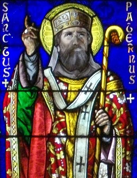 Vannes_-_cathédrale,_vitrail_des_saints_Patern_et_Mériadec_Detail_Padarn