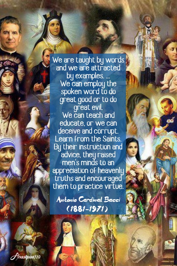 we are taught by words and we are attracted by examples - bacci 2 april 2020