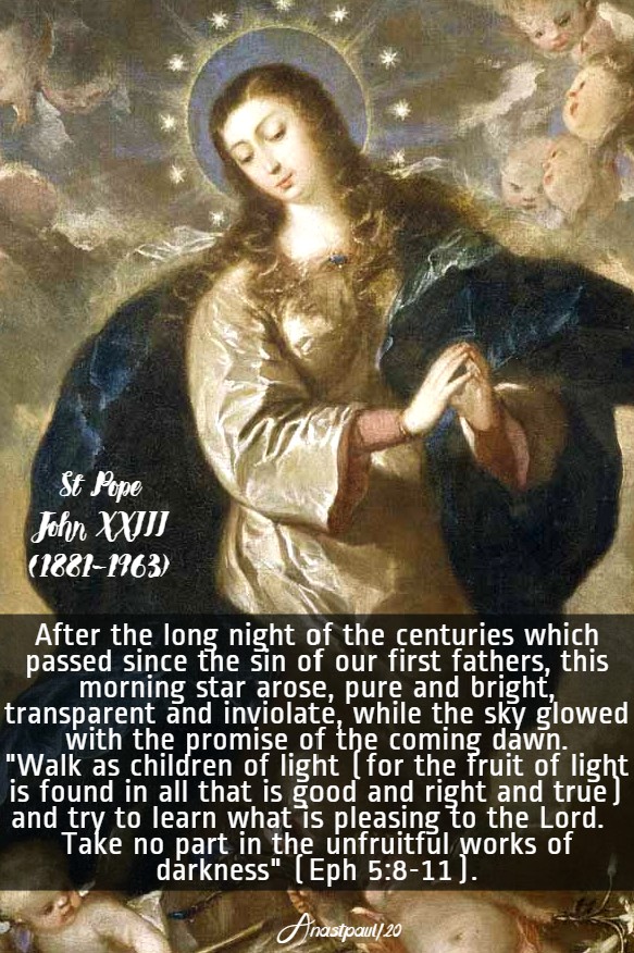 after the long night - imm conception - st john XXIII 5 may 2020