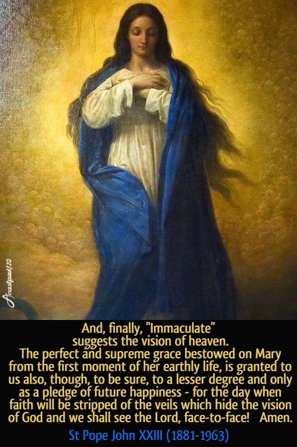and finally immaculate suggests the vision of heaven - st john XXIII 7 may 2020