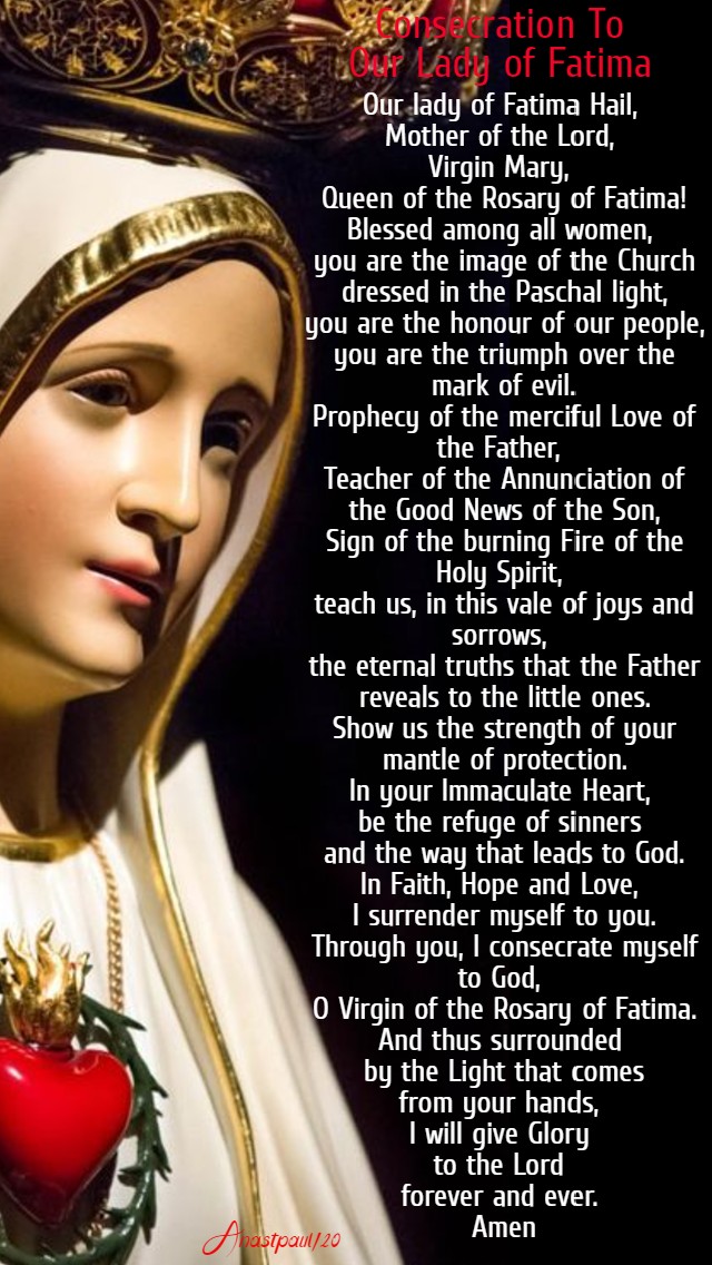 consecration to our lady of fatima 13 may 2020