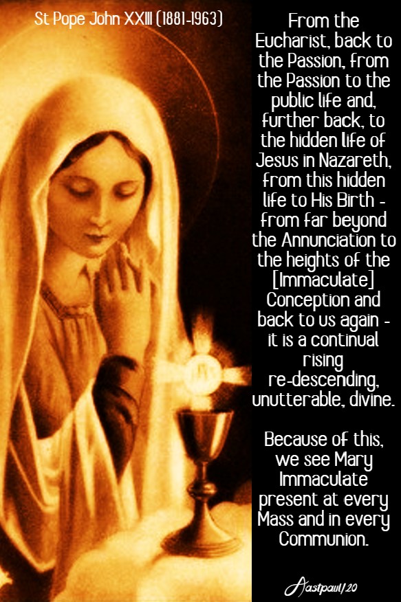from the eucharist back to the passion - the light comes from the altar st john XXIII 24 may 2020