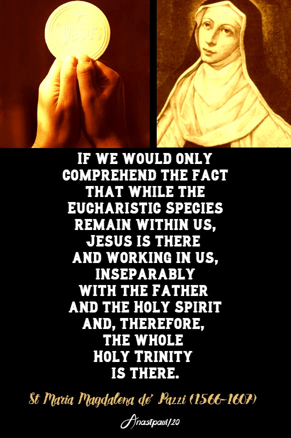 if we would only comprehend the fact that while the eucharistic species - st maria magdalena de pazzi 25 may 2020