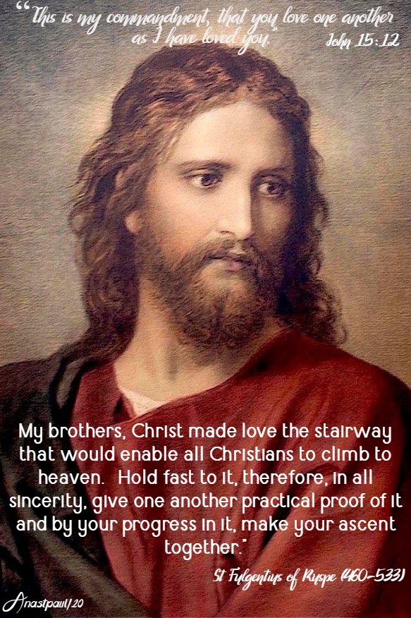 john 15 12 love one another - my brothers christ made love the stairway - st fulgentius of ruspe 15 may 2020