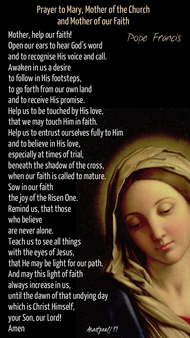 prayer to mary mother of the chuch and of our faith - pope francis - 12 may 2019