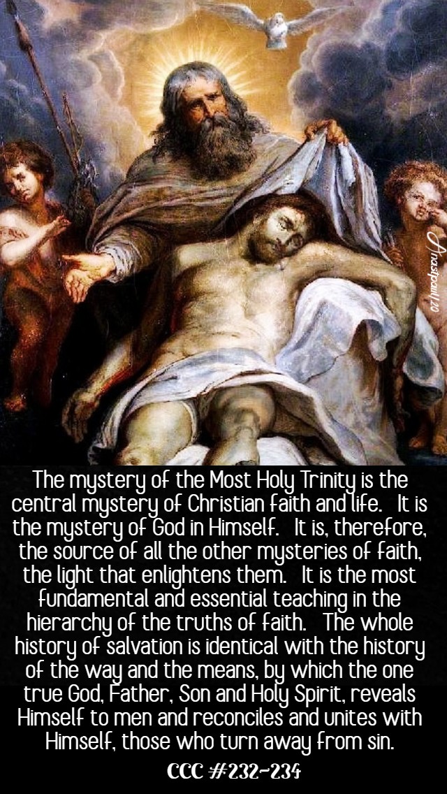the mystery of the most holy trinity is the central mystery of christian faith and life ccc232-234 5 may 2020