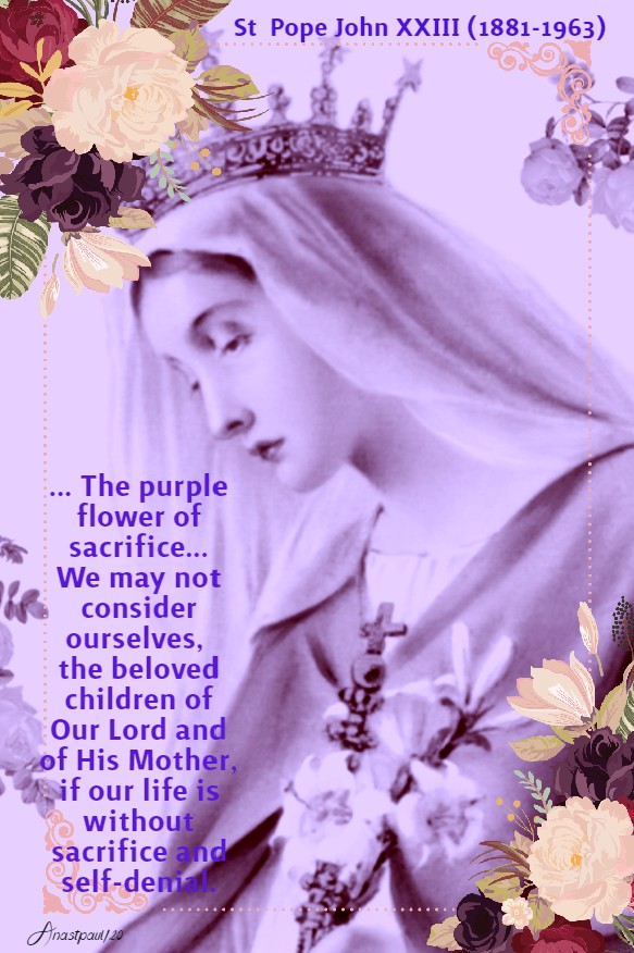 the purple flower of sacrifice - st john XXIII 6 may 2020