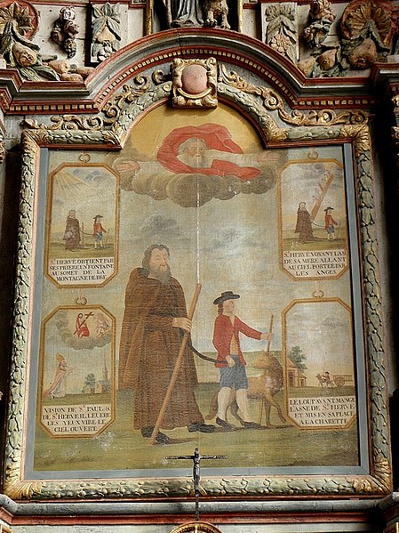449px-Locmélar_(29)_Église_Saint-Mélar_Retable_de_Saint-Hervé_03