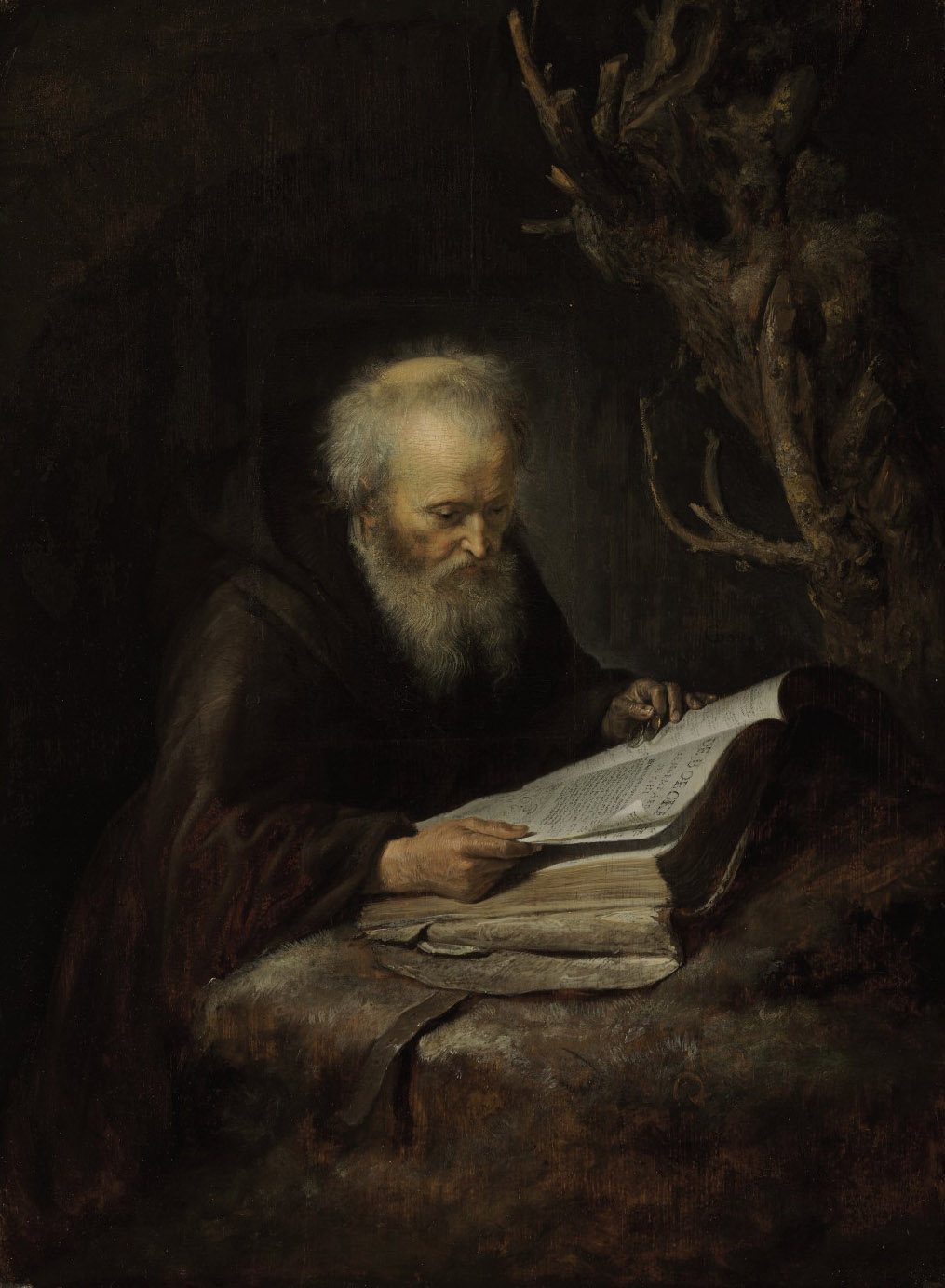 (gerrit_dou_a_hermit_saint_reading_in_a_cave)