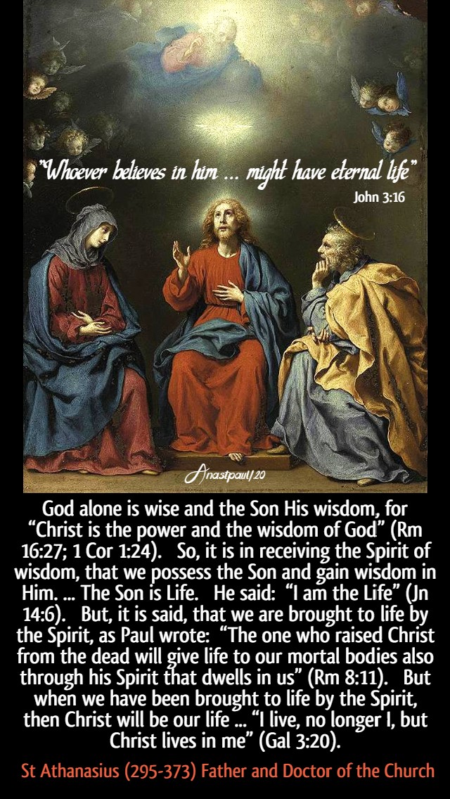 john 3 16 whoever believes in him - god alone is wise and the so His wisdom - st athanasius 7 june 2020 trinity sun