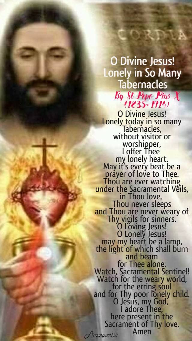 o divine jesus lonely in so many tabernacles - st pope pius X 8 june 2020