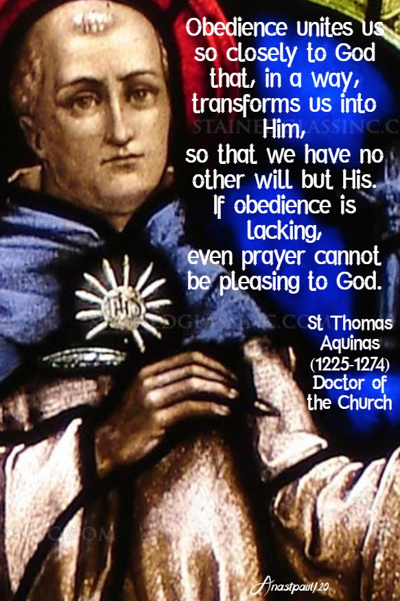 obedience unites us so closely to god - st thomas aquinas 25 june 2020