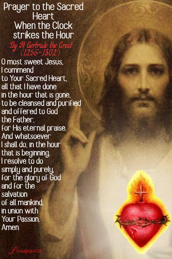 prayer to the sacred heart when the clock strikes the hour st gertrude the great 4 june 2020