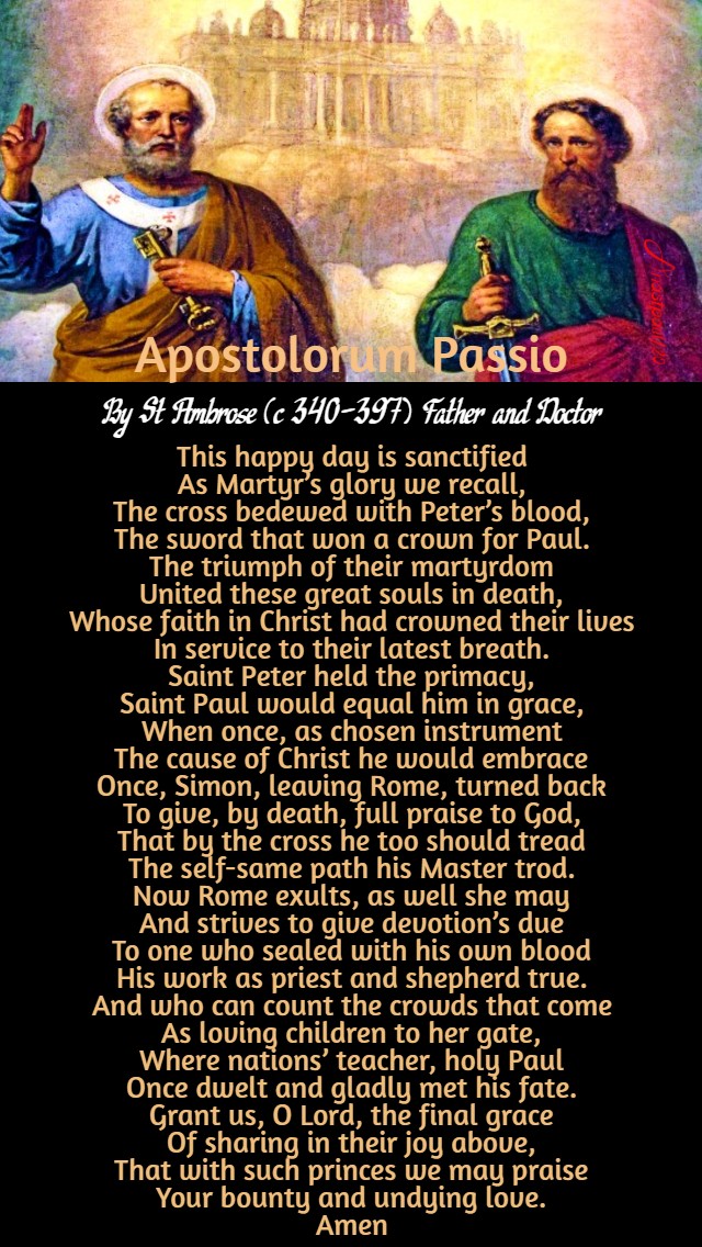 solem of sts peter and paul - apostolorum passio by st ambrose breviary hymn 29 june 2020
