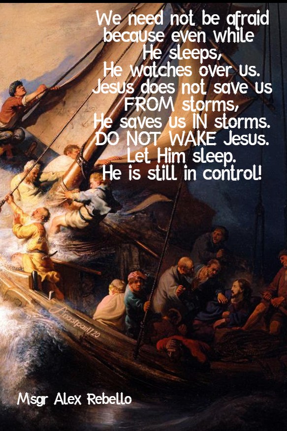 we need not be afraid because even while he sleeps - msgr alex rebello 30 june 2020