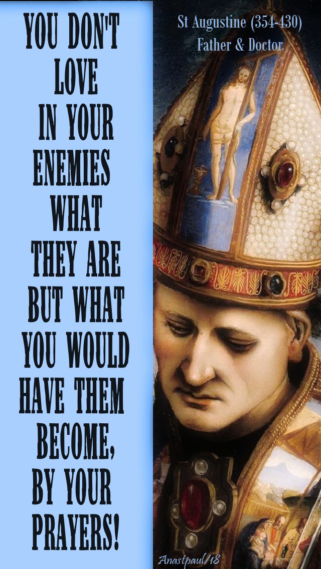 you don't love in your enemies what they are but what you would have them become by your prayers - st augustine - 18 june 2018