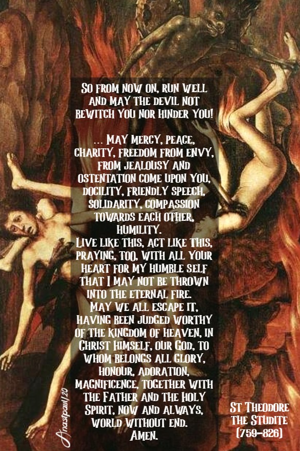 so from now on run well and may the devil - st theodore the studite 28 july 2020