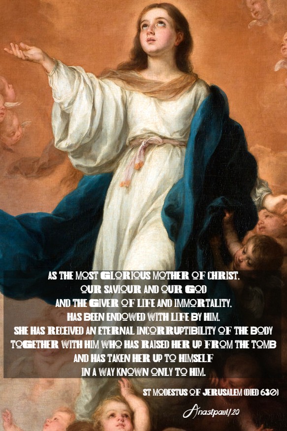 as the most glorious mothr of christ - st modestus of jerusalem 15 aug 2020 assumption