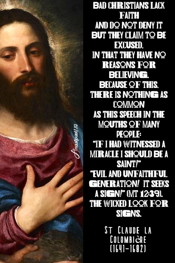 bad christians lack faith - st claude de la colombiere 8 aug 2020