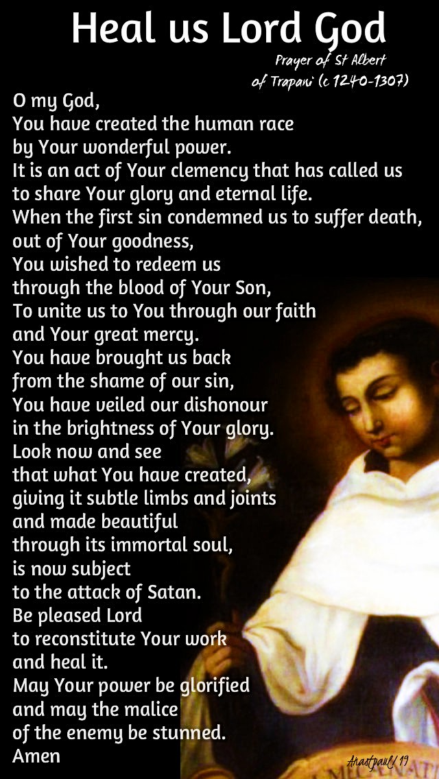 heal us lord god - prayer of st albert of trapani 7 aug 2019